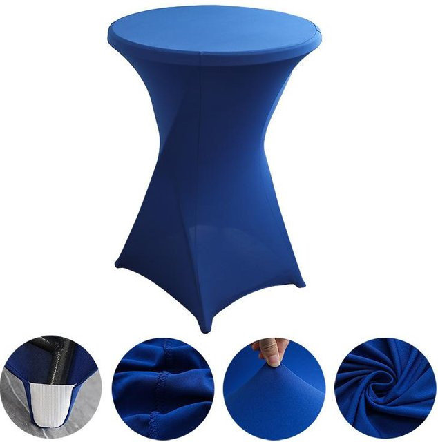 ChicFashion 5er Set elastische Stretch Tischdecke für Cocktailtische in Königsblau, runde Spandex Tischhülle für Party und Hochzeit, B/D: 60 x 110 cm - Bild 1