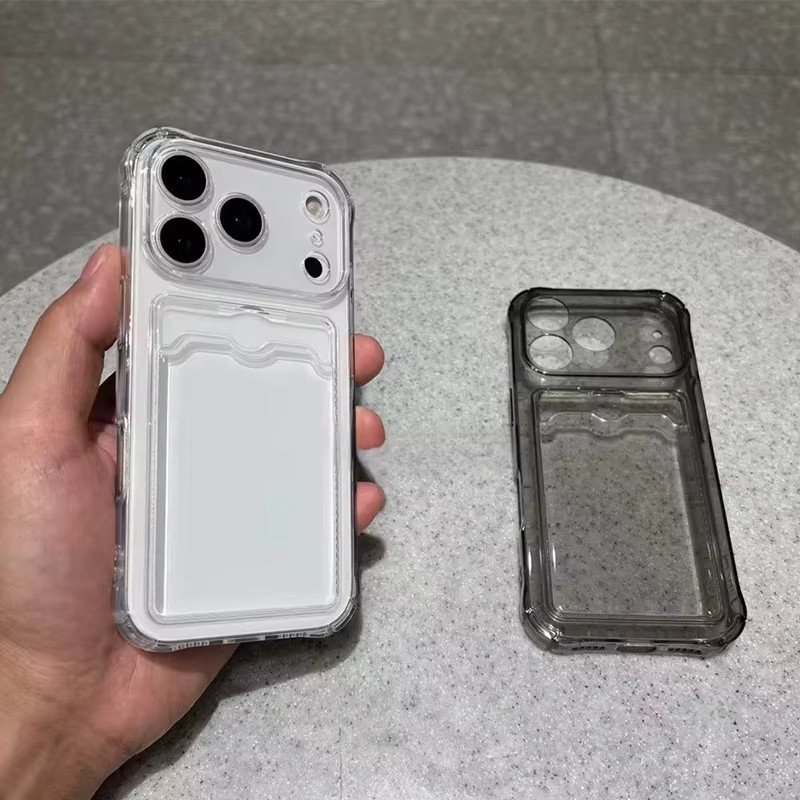 Stoßfeste TPU-Schutzhülle mit Kartenhalter für Apple iPhone in Transparent - Bild 2