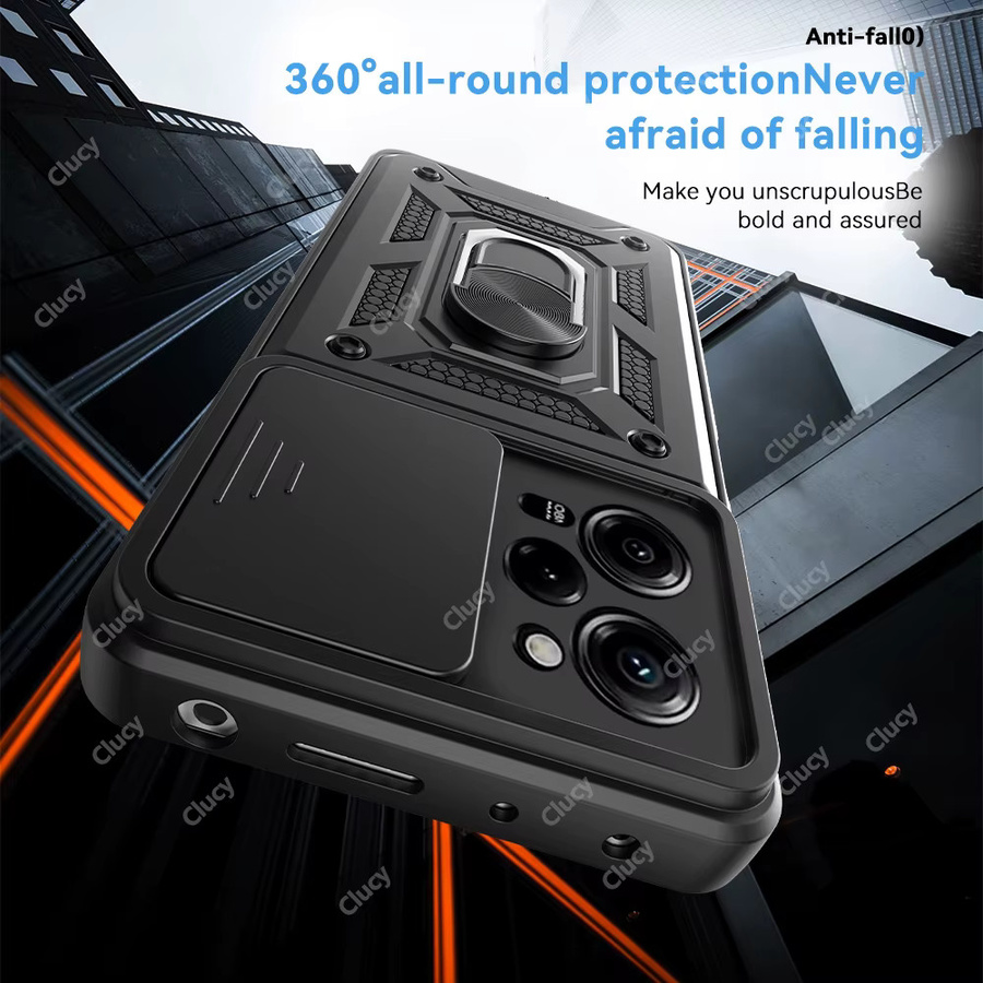 Stoßfeste Panzerhülle mit Kameraschutz und magnetischem Autohalterungsring für Redmi Note 13 12 11 10 8 Pro + sowie Redmi Note 11s 12s 10s in Silber von CYYWN - Bild 2