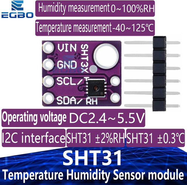 EGBO SHT31 Temperatur und SHT31-D Feuchtigkeit Sensor Modul Breakout für Arduino in Lila - Bild 1