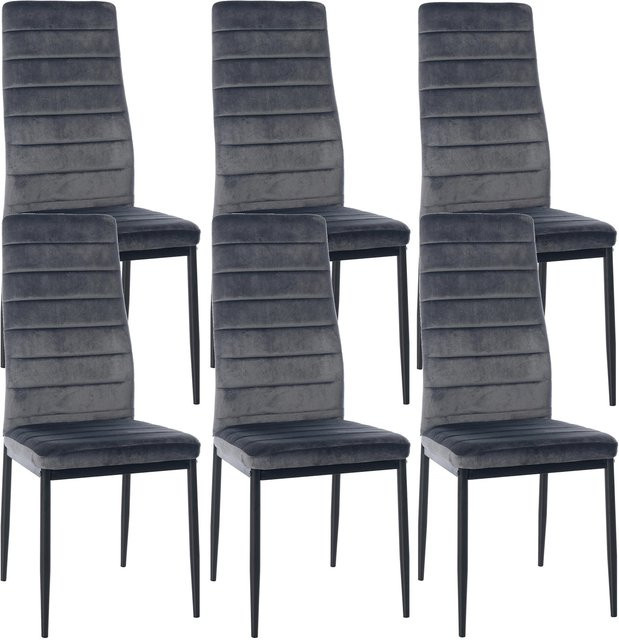 6er Set Esszimmerstühle Mayfair von CLP mit Samt- oder Kunstlederbezug und Metallgestell - Bild 1