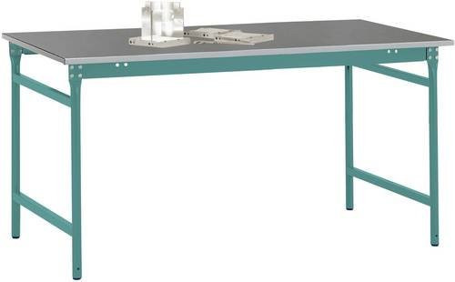 Manuflex Beistelltisch BASIS stationär mit Blechbelag-Platte in Wasserblau RAL 5021, B/T/H: 125,0 x 80,0 x 78,0 cm - Bild 1