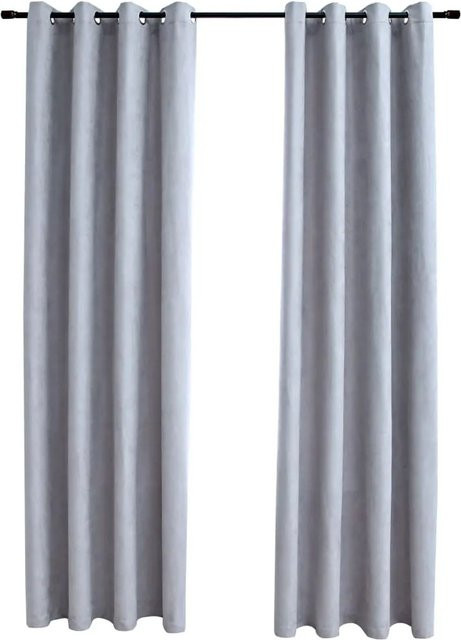 vidaXL Verdunkelungsvorhänge mit Metallösen, 2 Stück, Grau, B: 140 cm, H: 175 cm - Bild 1