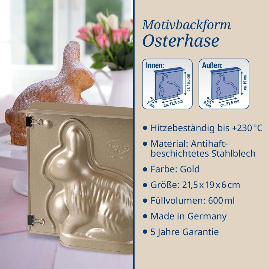 Dr. Oetker Backform Hase Goldiges Ostern, beschichteter Stahl, Gold - Bild 2