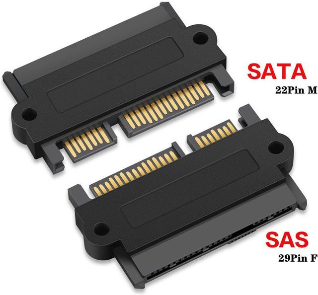 AXONUS SAS 29Pin auf SATA 22Pin Adapter, SFF-8482 Buchse auf 22Pin Stecker, Schwarz - Bild 1