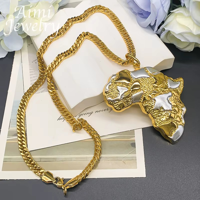 HIPUNK Schmuck-Set, Afrika Karte, 18K vergoldet, Damen - Bild 2