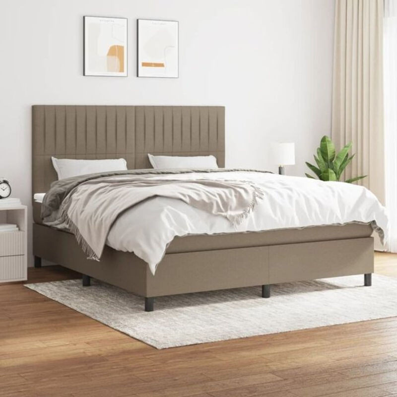 vidaxl Boxspringbett mit Matratze in Taupe meliert aus Stoff, B/T: 160 x 200 cm - Bild 1