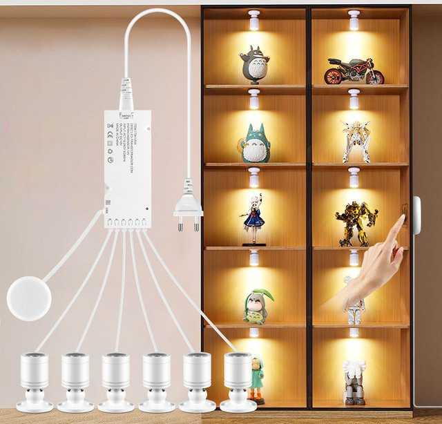 Guillermo 12V Deckenwandleuchte in Weiß mit Handscan-Sensor und Touch-Dimmer als Set für Schrank und Küche - Bild 1