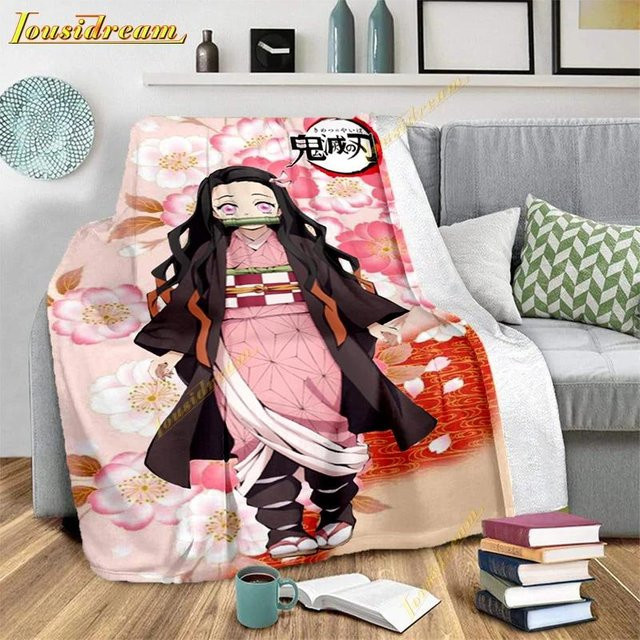 Shunika Chen Demon Slayer Kamado Nezuko Flanell-Überwurfdecke Pink, B/H: 75 x 100 cm - Bild 1