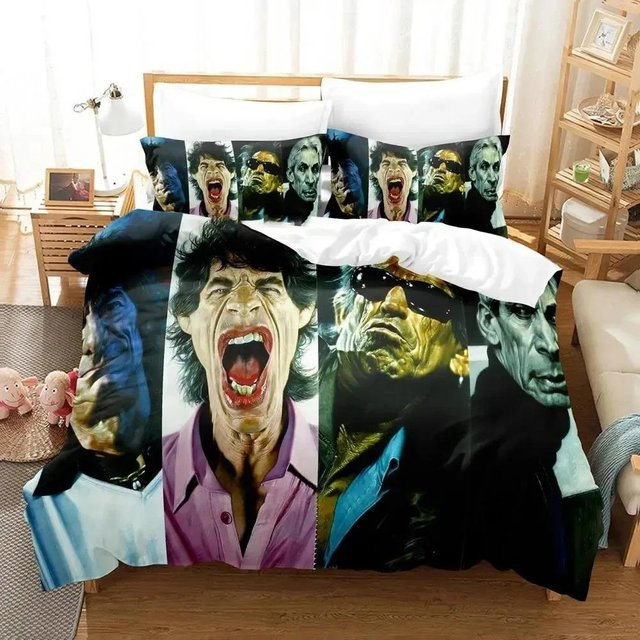 Rolling Stones Logo Bettwäsche-Set von Lodestar mit Bettbezug und Kissenbezügen, Mehrfarbig, B/H: 200 x 200 cm - Bild 1