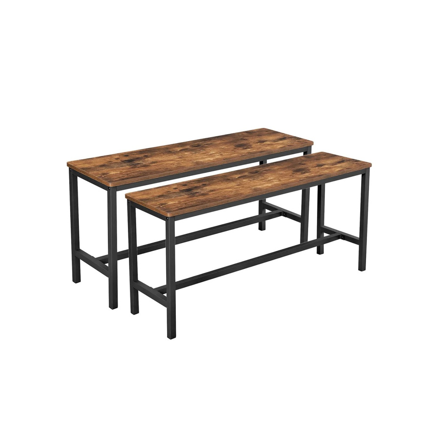 Vasagle Sitzbänke 2er Set für Esszimmer und Küche in Braun im Vintage-Design, B/T/H: 108 x 32,5 x 50 cm - Bild 2