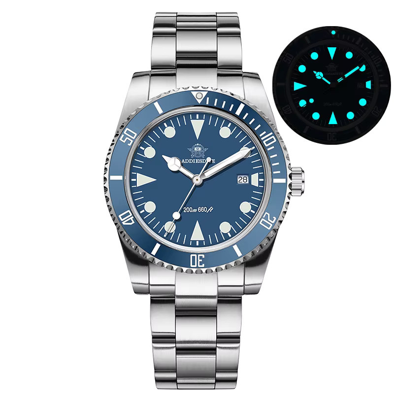 ADDIESDIVE Taucheruhr, Quarz, Edelstahl, Blau, Herren - Bild 6