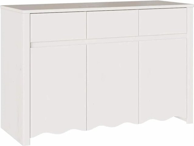 vidaXL Sideboard Drammen in Weiß aus Massivholz Kiefer, B/T/H: 114 x 43 x 75,5 cm - Bild 1