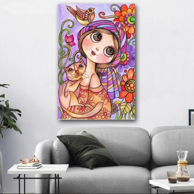 FIYO Diamond Painting 5d DIY Kreuzstich-Set Tier Katze Mosaik, 20X30, beige - Bild 1
