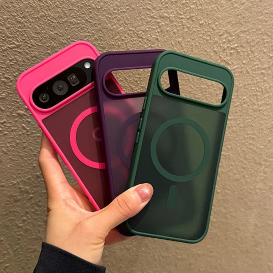 Stoßfeste magnetische Schutzhülle für Google Pixel 10 und 9 Pro XL, mattiert und durchscheinend, in Transparent, Grau oder Pink - Bild 1