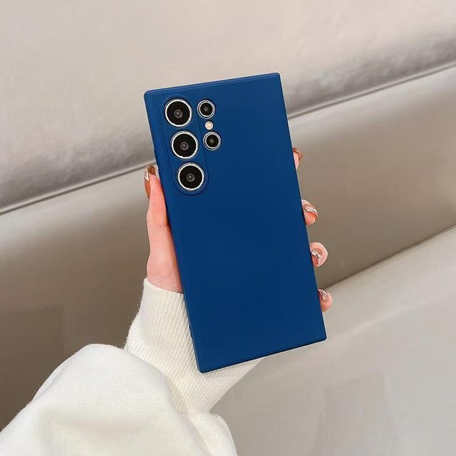 Quadratische Silikonhülle für Samsung Galaxy S26 S25 S24 S23 S22 S21 FE Ultra und Plus in Blau, dünne matte und weiche Handyhülle - Bild 1