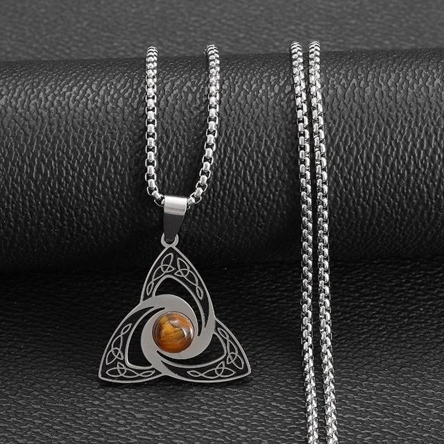 YIRAN Jewelry Halskette, Edelstahl, Tigerauge Stein, Unisex, black - Bild 1