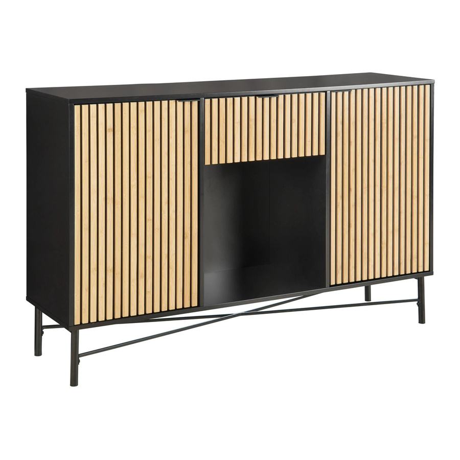 Mömax Sideboard Madrid in Natur und Schwarz aus Echtholz und Metall im Industrial-Design mit Soft-Close-Schubladen, B/T/H: 143 x 40 x 90 cm - Bild 2