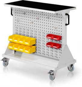 Kappes RasterMobil Gr. 2 Rollbarer Werkstattwagen mit 2 Loch- und 2 Schlitzplatten in RAL 7035 Grau, Höhe: 93 cm - Bild 1