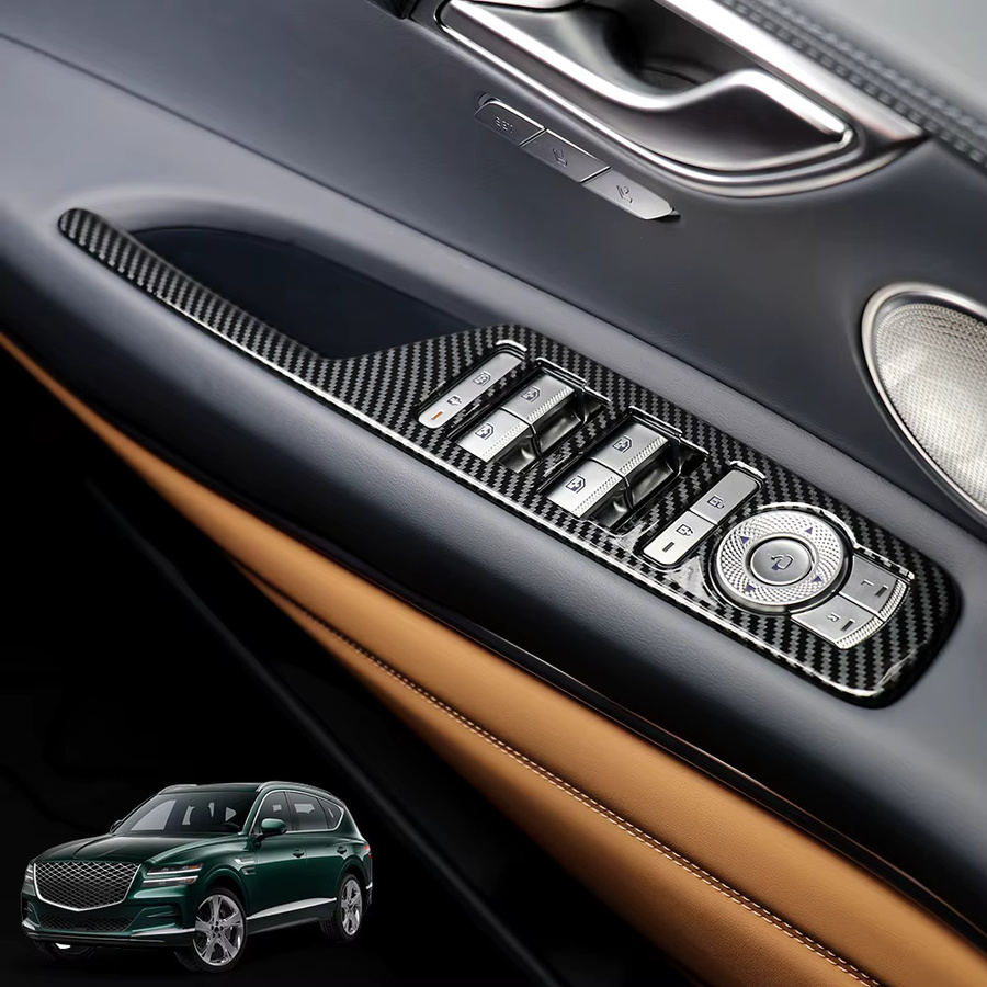 Genesis GV80 2021-2025 Innenraum Zubehör Set: 4er Pack Dekorative Zierleisten für Fenstersteuerung und Türgriff in Schwarz (LHD) - Bild 1