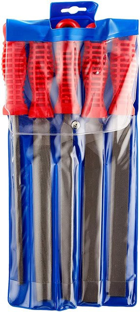 FAMEX 8115-5 Werkstattfeilen Satz in der roten Rolltasche, 5-teilig - Bild 1