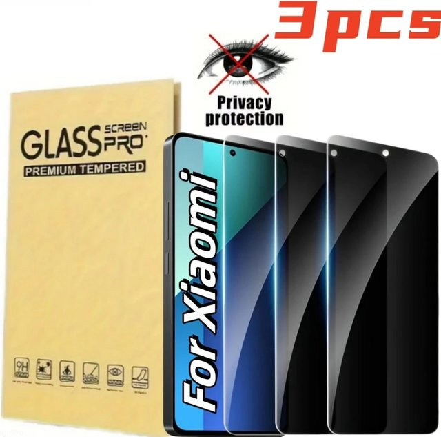 3er-Pack Anti-Spy Panzerglas Schutzfolie für Xiaomi 15 Ultra, 15 Pro, 15S Pro, 14T und 12 Lite, gehärtetes Glas mit 9H Härte und Anti-Fingerabdruck-Beschichtung, transparent - Bild 1