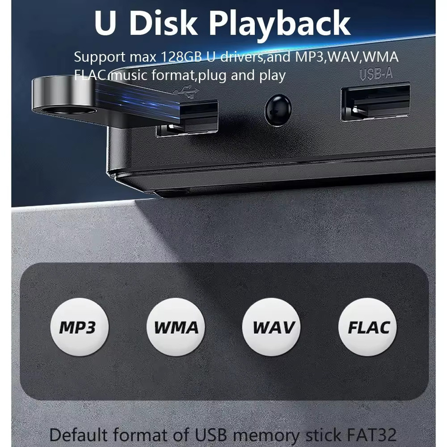 kebidumei Bluetooth 6.0 Audio Receiver in Schwarz mit 3,5mm AUX und RCA Stereo Anschluss für verlustfreies Musikstreaming sowie U-Disk Unterstützung für Auto und Lautsprecher - Bild 4