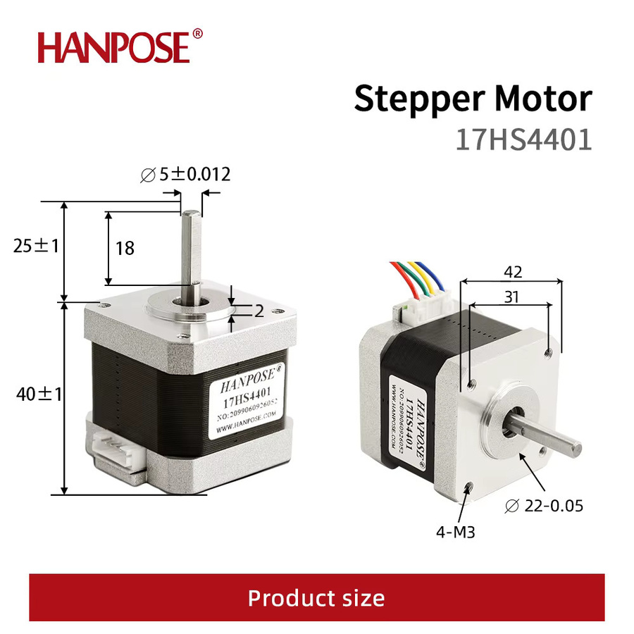 HANPOSE NEMA17 Schrittmotor 17HS4401 in Silber, 3er-Set, 1,5 A, 40 N·cm, 4-polig für 3D-Drucker und CNC-Maschinen - Bild 2