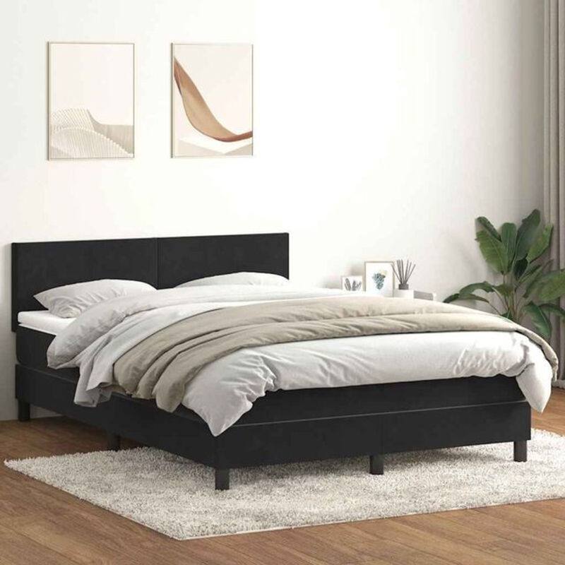 vidaxl Boxspringbett mit Matratze in Schwarz aus Samt, B/T/H: 160 x 210 x 78 cm - Bild 1