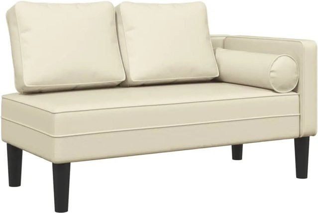 vidaXL Chaiselongue mit Kissen in Beige aus Kunstleder und Massivholz, B/T/H: 116,5 x 62,0 x 57,5 cm - Bild 1