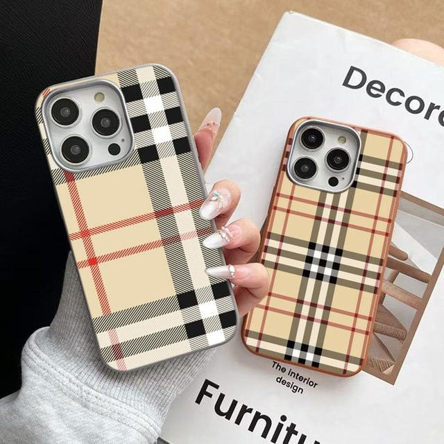 Potdemiel Handyhülle mit Stoffmuster in Braun, Schwarz und Beige für iPhone 11 bis iPhone 17 Pro Max, stoßfeste Schutzhülle - Bild 1