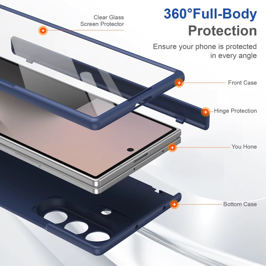 Magnetische Scharnier-Schutzhülle in Blau für Samsung Galaxy Z Fold 7, 6, 5, 4, 3 5G mit MagSafe-Kompatibilität und Displayschutzfolie - Bild 3