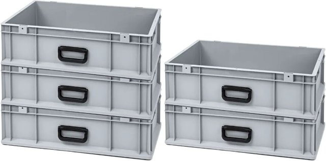 PROREGAL Spar Set 5x Eurobox Nextgen Portable Uno Transportbehälter Grau H x B x T: 17 x 40 x 60 cm - Bild 1