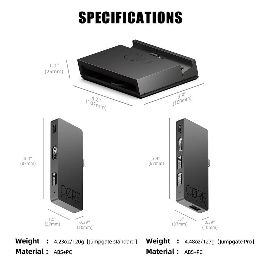 Skull & Co. Jumpgate Dock Savage Raven für Nintendo Switch und Switch OLED, tragbarer USB-C-Hub-Dockingstation in Schwarz - Bild 3