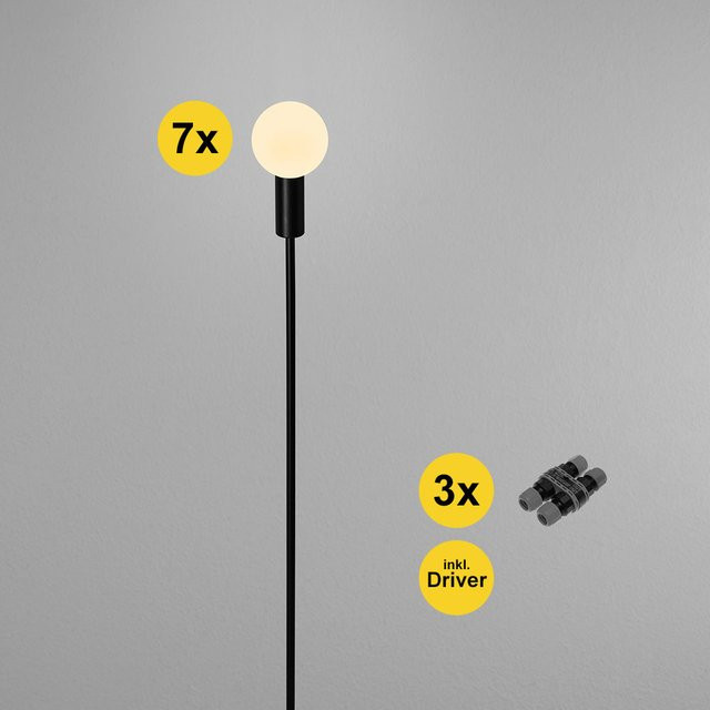 DLS Lighting Polo LED-Spießleuchte Set mit 7 Kugelleuchten in Weiß inklusive Verteilerdosen und Treiber, IP65 Gartenbeleuchtung, Warmweiß 2700K - Bild 1