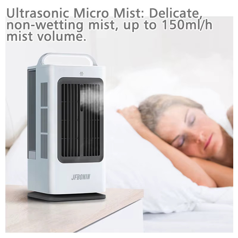 JFBONIN 3-in-1 Mini Tragbarer Luftkühler mit Touch-Steuerung, 120 Grad Schwenkfunktion und 3 Geschwindigkeiten, 1,7 l, Weiß/Beige - Bild 3