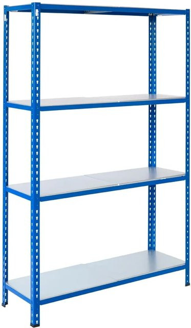 AR Shelving Steckregal aus Stahl, Blau & Verzinkt, 4 Böden, H x B x T: 200 x 120 x 40 cm - Bild 1