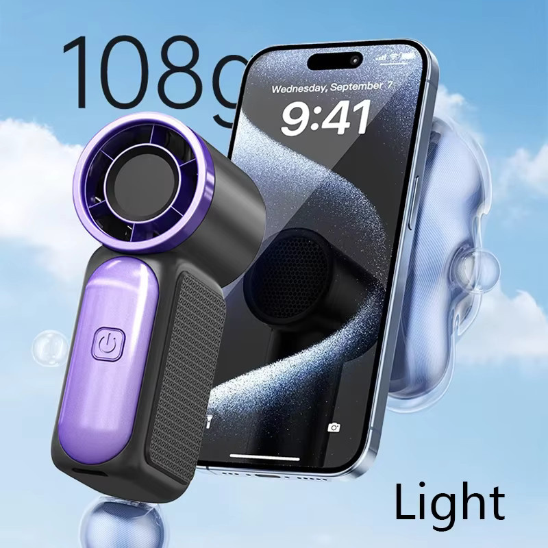 OPPO Mini-Handventilator in Lila, tragbarer USB-wiederaufladbarer Turbo-Ventilator mit 100 Windstufen und 15 m/s Geschwindigkeit - Bild 2