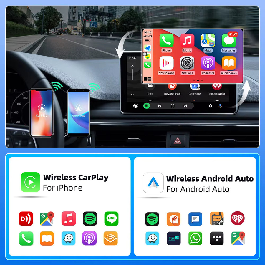 uhulamb 2-in-1 CarPlay und Android Auto Adapter, USB-C Konverter von kabelgebunden zu kabellos, Schwarz - Bild 6
