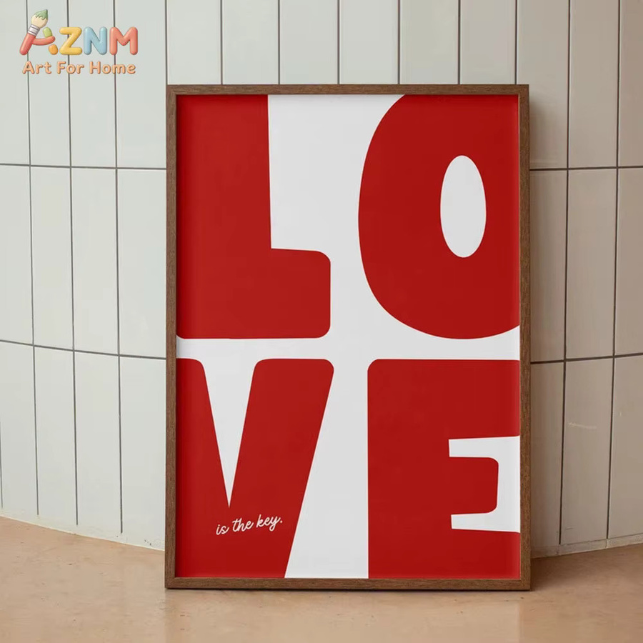 Kayou Leinwandposter Love Is The Key in Rot mit modernem Typografie-Design - Bild 5