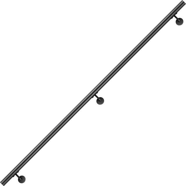 AICA Handlauf Komplettset aus Edelstahl in Schwarz matt mit Befestigungsmaterial, Länge: 240 cm - Bild 1