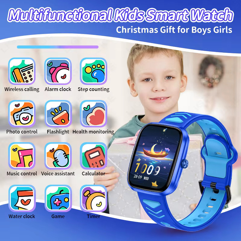 LIGE Smartwatch für Kinder von 5 bis 12 Jahren in Blau mit Musik-Player, Schrittzähler und wasserdichter Funktion - Bild 2