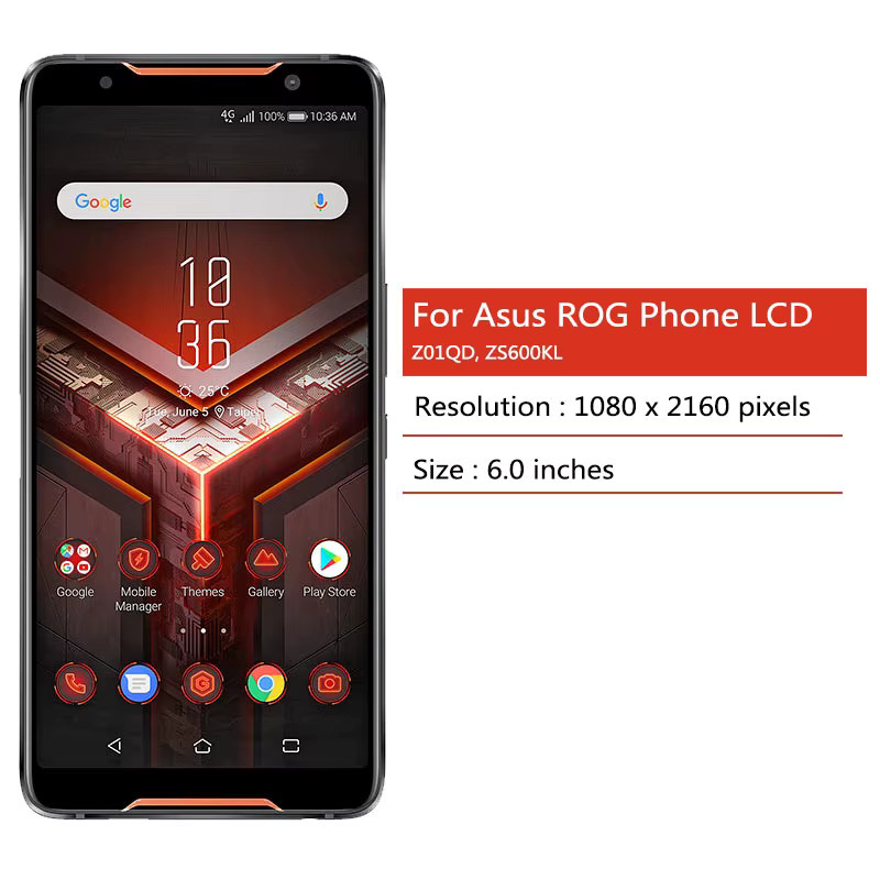 Asus ROG Phone 1 Z01QD Ersatz LCD Display mit AMOLED Touchscreen Digitizer Montage in Schwarz - Bild 2