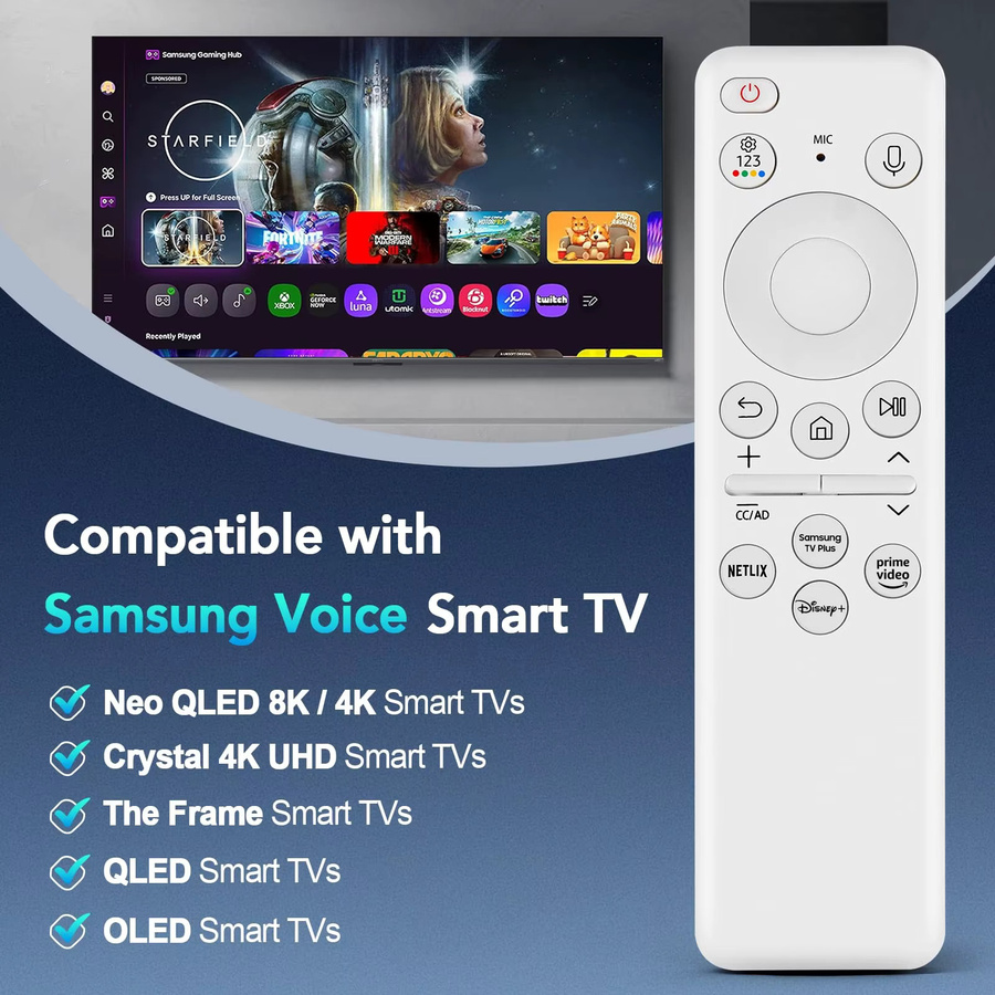 Samsung BN59-01455A Solar-Sprachfernbedienung mit Bluetooth und wiederaufladbarer Solarzelle in Weiß - Bild 3