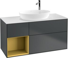 V&B Waschtischunterschrank Finion mit Wandbeleuchtung, Grau lackiert, Breite: 120 cm, Tiefe: 50,1 cm, Höhe: 50,1 cm - Bild 1