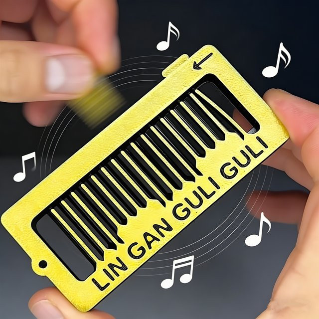 GUEN Pilz-Gitarren-Pick Schlüsselanhänger, 3D-Gedruckter Musik-Kamm, Fidget-Spielzeug - Bild 1