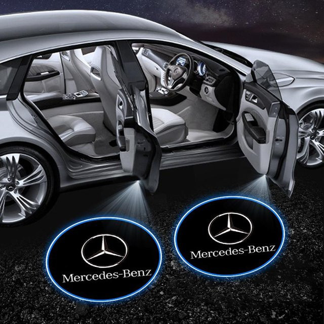 LED Autotür Projektorlampe Mercedes-Benz AMG Willkommenslicht Emblem in Schwarz - Bild 1