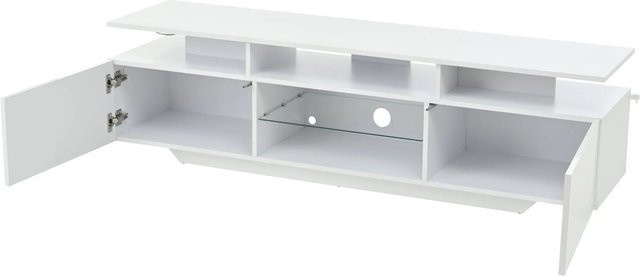 okwish TV Schrank in Weiß mit Hochglanz-Optik und integrierter LED-Beleuchtung für dein Wohnzimmer, B/T/H: 160 x 40 x 45 cm - Bild 1