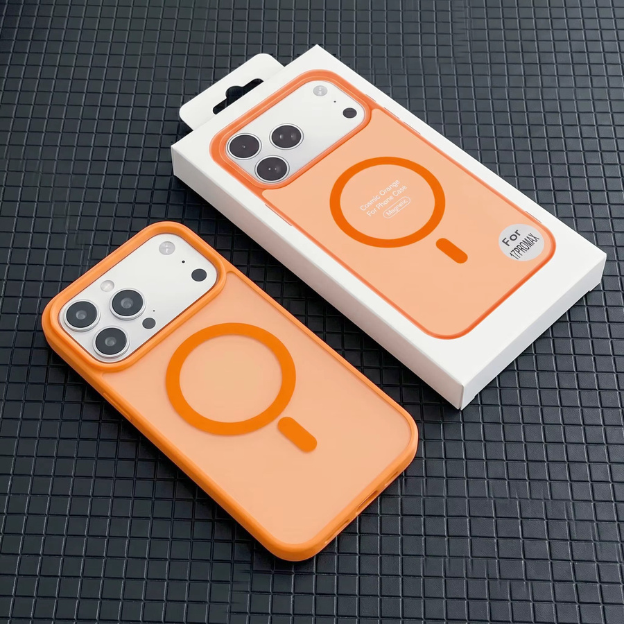 RPKKS MagSafe Magnet-Handyhülle mit mattem Farb-Kollisionsschutz für iPhone 11 bis 17 Pro Max Plus, Stoßfest, Orange - Bild 2