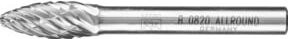 PFERD Hartmetall Hochleistungsfrässtift ALLROUND Flamme B silber, Durchmesser: 8 mm, Länge: 20 mm, Schaft-Durchmesser: 6 mm, universal grob - Bild 1